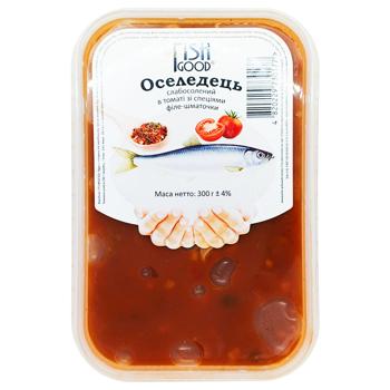 Сельдь Fish Good филе-кусочки слабосоленая в томате со специями 300г - купить, цены на Чудо Маркет - фото 2
