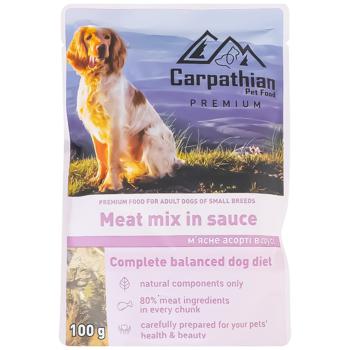 Carpathian Pet Food Meat Mix in Sauce Wet Food for Adult Dogs of Small Breeds 100g