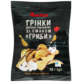 Грінки Auchan житньо-пшеничні зі смаком гриби 70г