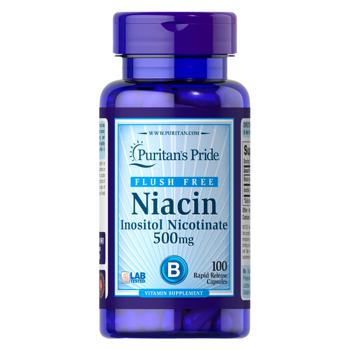 Ніацин, Flush Free Niacin, Puritan's Pride, 500 мг, 100 капсул