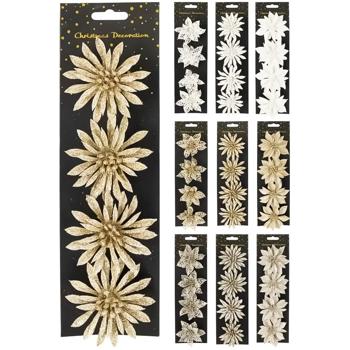 Набор декоративных цветов Koopman на клипсе 8см 4шт в ассортименте