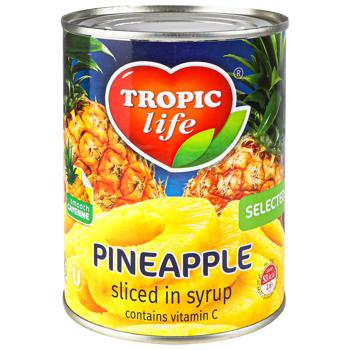 Ананас Тропік лайф кільцями в сиропі 580мл - купити, ціни на Чудо Маркет - фото 1