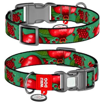Waudog Pomegranates Nylon Dog Collar with QR Passport XS 20-30cm