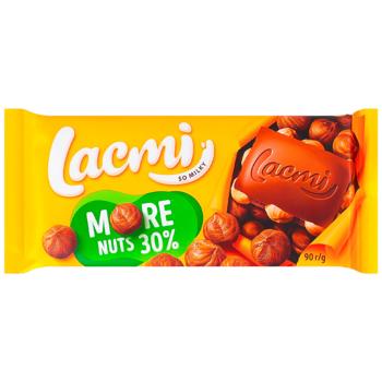 Шоколад молочный Roshen Lacmi с целыми лесными орехами 90г - купить, цены на КОСМОС - фото 1