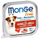 Корм вологий Monge Fruit з ягням та яблуком для собак 100г