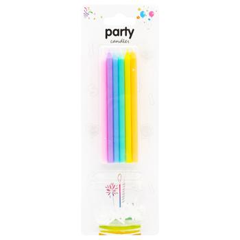 Set of Multi-Colored Cake Candles with Stands 12pcs - buy, prices for COSMOS - photo 1