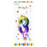 Party Fun Colored Number 3 Cake Candle