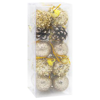 Набір ялинкових прикрас 20 шт, 3 см, шампань арт. ZAF25139 9245 И495 - купить, цены на КОСМОС - фото 2