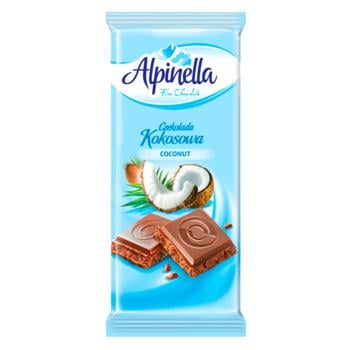 Шоколад молочный Alpinella с кокосом 90г - купить, цены на NOVUS - фото 1