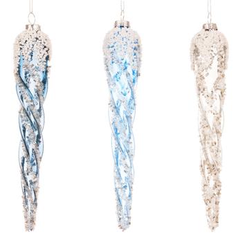 Подвеска елочная Decoris Сосулька с бисером 4х19см в ассортименте