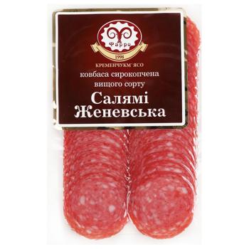 Колбаса Фарро Салями Женевская нарезанная сырокопченая высший сорт 80г