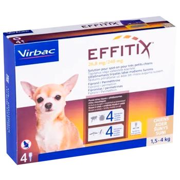 Virbac Effitix Drops on Withers for Dogs from 1.5 to 4kg from External Parasites 26.8mg/240mg 4 pipettes - buy, prices for MasterZoo - photo 1