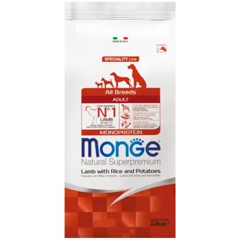 Корм сухий Monge Monoprotein з ягням, рисом та картоплею для собак всіх порід 2,5кг - купити, ціни на MasterZoo - фото 1