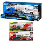 Іграшка CARS S Набір 2в1 Трал і поліцейська машина/бус/гулікоптер  (інерція, звук, світло)