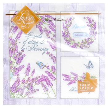 Салфетки столовые Luxy Лавандовый коллаж 3-слойные 33х33см 18шт