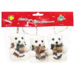 Прикраси ялинкові Білий ведмідь кремові 3шт 8*6см