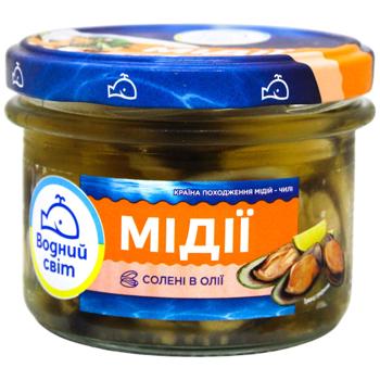 Мидии Водний Світ соленые в масле 170г - купить, цены на Biotus - фото 1