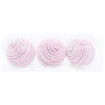 Pink Christmas Ball with Beads 8cm 3pcs