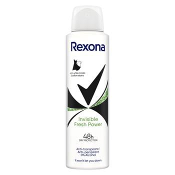 Антиперспірант аерозольний Rexona Свіжість Невидима на чорному та білому одязі 150мл - купити, ціни на МегаМаркет - фото 1