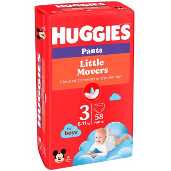 Підгузки-трусики Huggies Little Movers для хлопчиків 3 6-11кг 58шт - купити, ціни на - фото 2