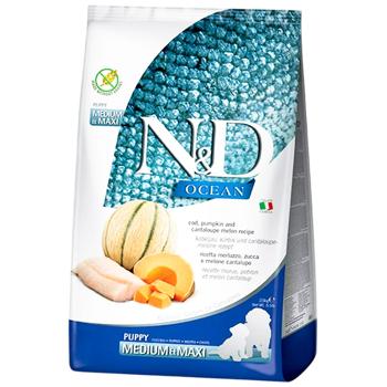 Сухий корм для цуценят Farmina N&D Ocean Medium & Maxi 2,5 кг - тріска, гарбуз та диня - купить, цены на MasterZoo - фото 1