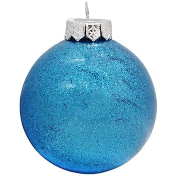 Куля ялинкова Безант глітер прозора блакитна 8см
