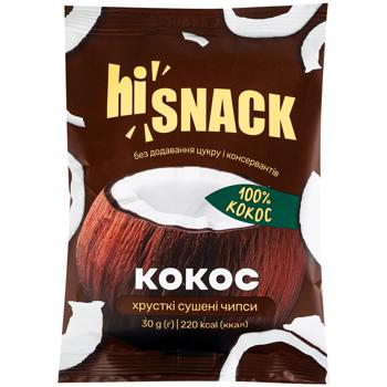 Чипсы hiSnack Кокос сушеные хрустящие 30г