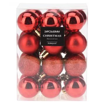 Koopman Christmas Balls 3cm 24pcs Red