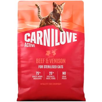 Корм сухой Carnilove Active с говядиной и олениной для стерилизованных кошек 2кг