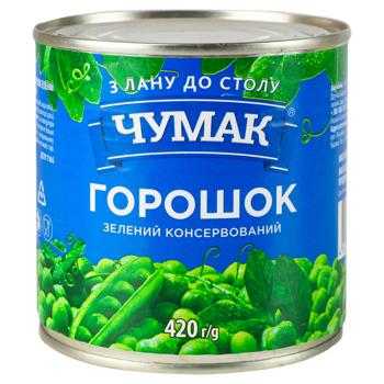 Горошок зелений Чумак консервований 420г - купити, ціни на ULTRAMARKET - фото 2