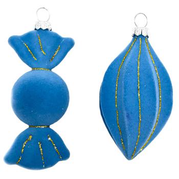 Velvet Blue Christmas Tree Decoration 8-9cm in assortment