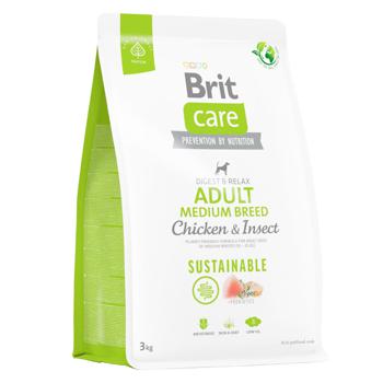 Корм сухой Brit Care Sustainable с курицей и насекомыми для взрослых собак средних пород 3кг - купить, цены на MasterZoo - фото 1