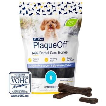 Лакомство ProDen PlaqueOff Dental Bones с овощами и черникой для ухода за полостью рта собак малых пород 340г