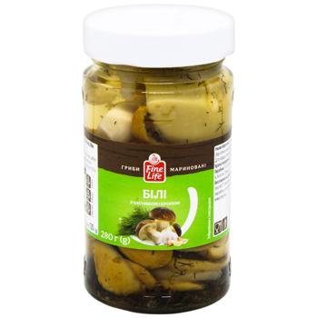 Грибы Fine Life белые маринованные с чесноком и укропом 280г