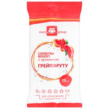 Салфетки влажные Eurogroup с ароматом грейпфрута 15шт - купить, цены на Таврия В - фото 1