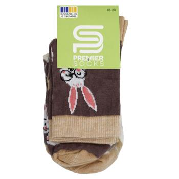 Набір шкарпеток дитячих Premier Socks Зайці р.18-20 коричневий 2 пари - купити, ціни на NOVUS - фото 1