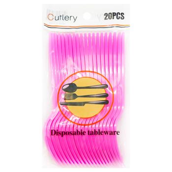 Виделки пластикові рожеві 155мм 20шт - купити, ціни на Таврія В - фото 1