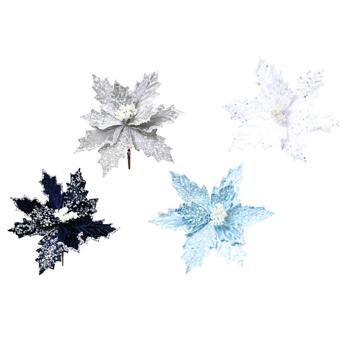 Decoration Poinsettia Flower on Clip 24cm in assortment