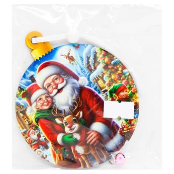 Decorative Double-Sided Ball Pendant with Glitter Inserts and Santa Bell 10*0.4*10.5cm - buy, prices for Za Raz - photo 7