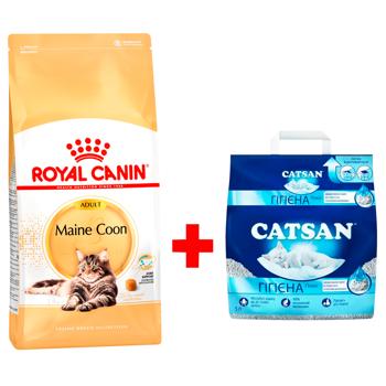 Корм сухий Royal Canin для котів породи мейн-кун 4кг + наповнювач мінеральний Catsan Гігієна Плюс 5л - купити, ціни на MasterZoo - фото 1