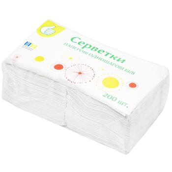 Салфетки Auchan бумажные однослойные белые 200шт - купить, цены на Auchan - фото 1