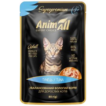 Корм вологий AnimAll Тунець для дорослих котів 80г