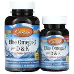 Рыбий жир, витамины Д3 и К Carlson Labs Elite Omega-3 Plus D&K со вкусом лимона 60+30 гелевых капсул