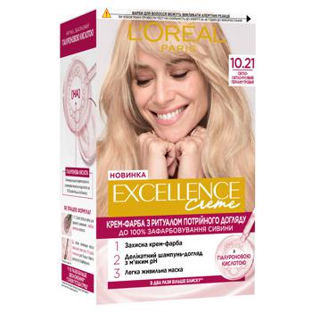 Фарба для волосся L'oreal Excellence 10.21 Світло-світло русявий перламутровий освітлюючий - купити, ціни на Таврія В - фото 1