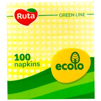 Ruta Ecolo Yellow Table Napkins 100pcs - buy, prices for Supermarket "Kharkiv" - photo 1