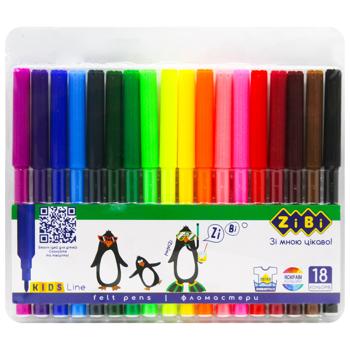 ZiBi Kids Line Felt-Tip Pens 18 Colours - buy, prices for EKO Market - photo 1