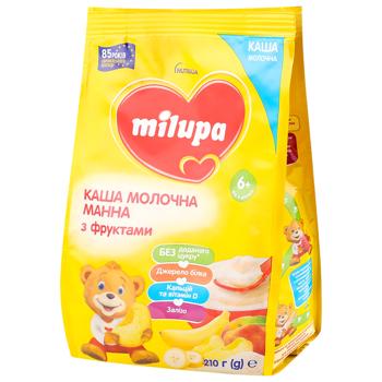 Каша молочная Milupa сухая быстрорастворимая манная с фруктами 210г - купить, цены на КОСМОС - фото 1