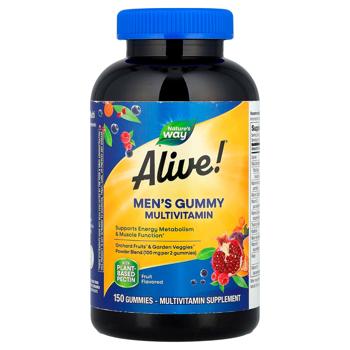 Мультивітаміни для чоловіків, Men's Gummy Multivitamin, Nature's Way, Alive!, 150 жувальних цукерок - купить, цены на Biotus - фото 1
