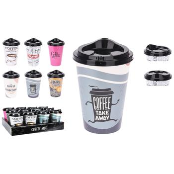 Plastic Cup with Lid 450ml in assortment