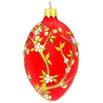 Crystal Christmas Jade Flower Christmas Tree Decoration 11cm Red